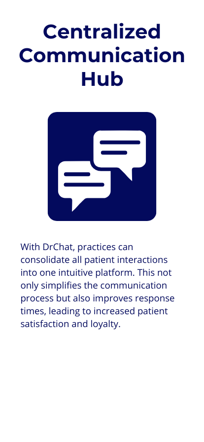 Centralized Communication Hub: With DrChat, practices can consolidate all patient interactions into one intuitive platform. This not only simplifies the communication process but also improves response times, leading to increased patient satisfaction and loyalty.
